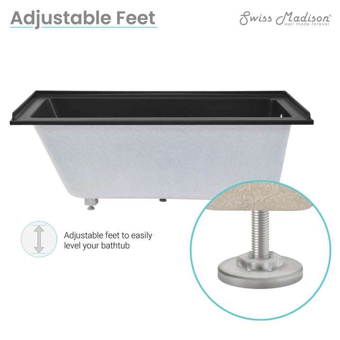 Swiss Madison Voltaire 60" x 30" Right-Hand Drain Alcove Bathtub in Matte Black | SM-DB560MB