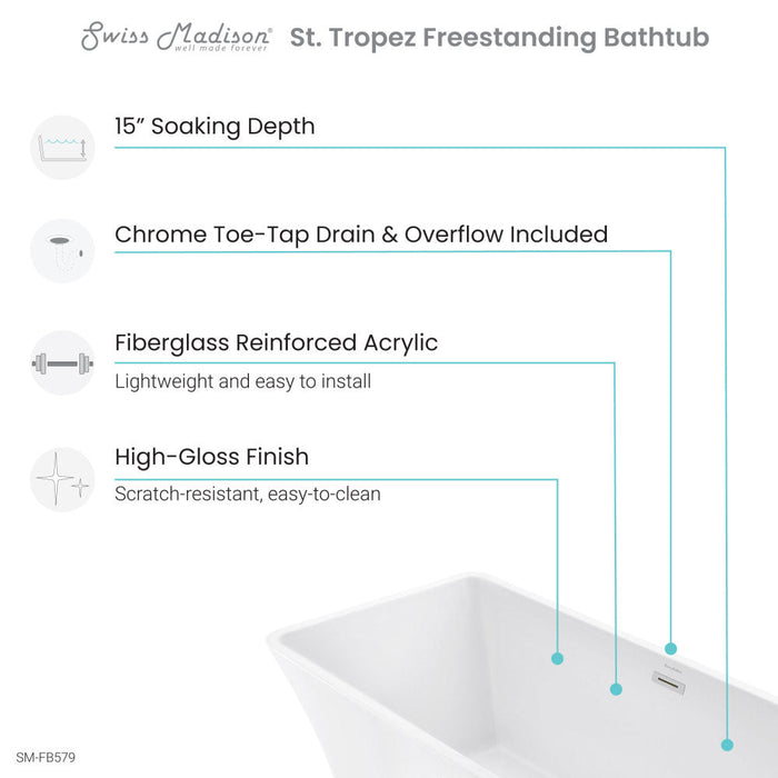 Swiss Madison St. Tropez 67" Freestanding Bathtub | SM-FB579