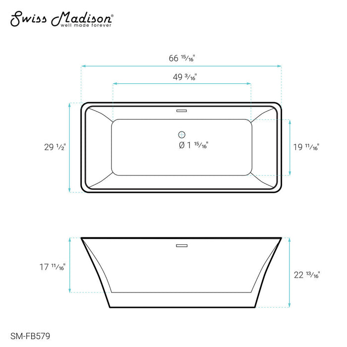 Swiss Madison St. Tropez 67" Freestanding Bathtub | SM-FB579