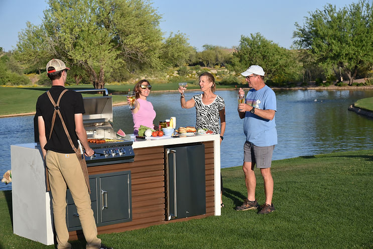 KoKoMo Grills Professional Shiplap Outdoor Kitchen KoKoMo Grill with Waterfall Edge