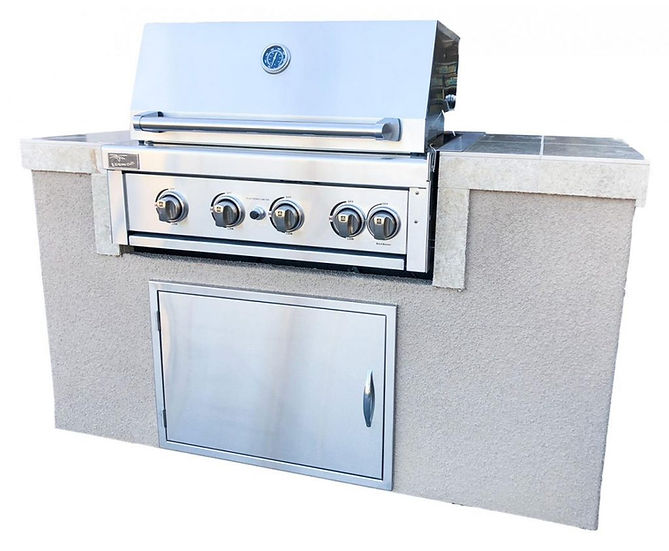 KoKoMo Grills The Cayman 5' BBQ Island with 4 Burner Built In BBQ Grill