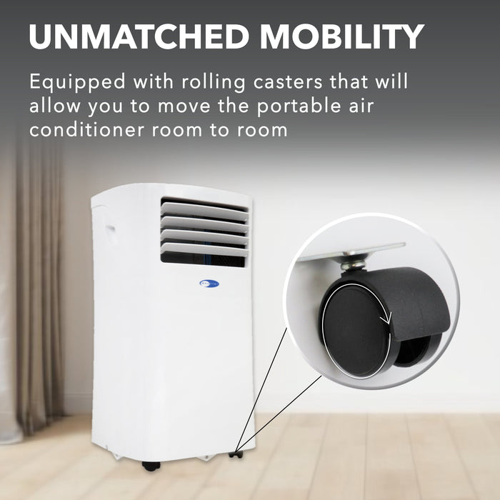 Whynter 10,000 BTU (7,000 BTU SACC) Compact Portable Air Conditioner, Dehumidifier, and Fan with Remote Control, up to 300 sq ft in White | ARC-102CS