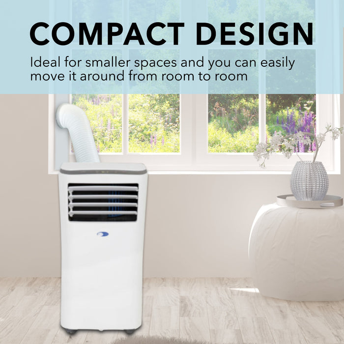 Whynter 10,000 BTU (7,000 BTU SACC) Compact Portable Air Conditioner, Dehumidifier, and Fan with Remote Control, up to 300 sq ft in White | ARC-102CS