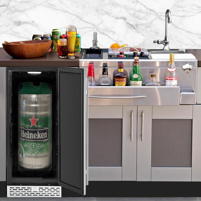 Whynter 15" Built-in 2.9 cu. ft. Beer Keg Froster Beverage Refrigerator with Digital Controls - ETL Sanitation Mark | BEF-286SB