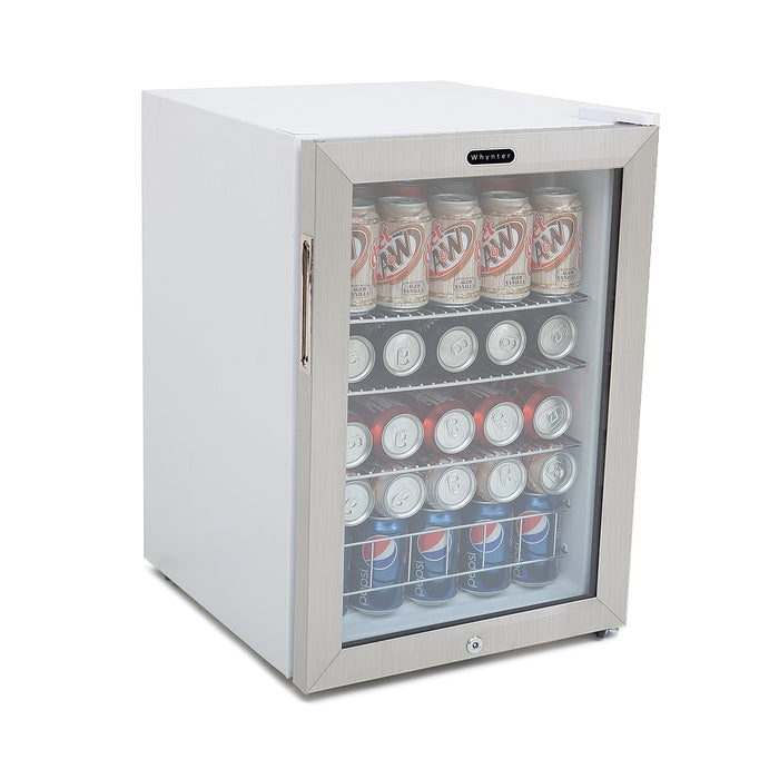 Whynter 90 Can Freestanding Beverage Refrigerator cooler With Lock Stainless Steel | BR-091WS