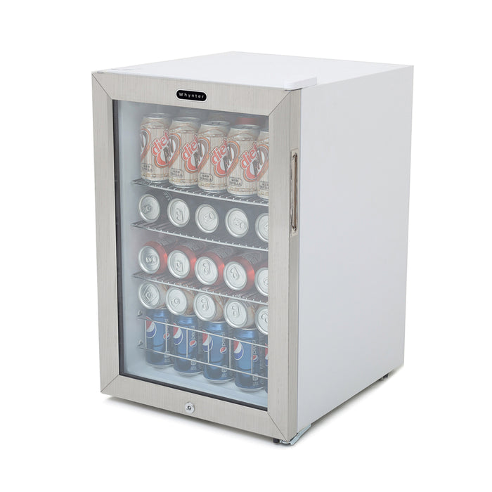 Whynter 90 Can Freestanding Beverage Refrigerator cooler With Lock Stainless Steel | BR-091WS