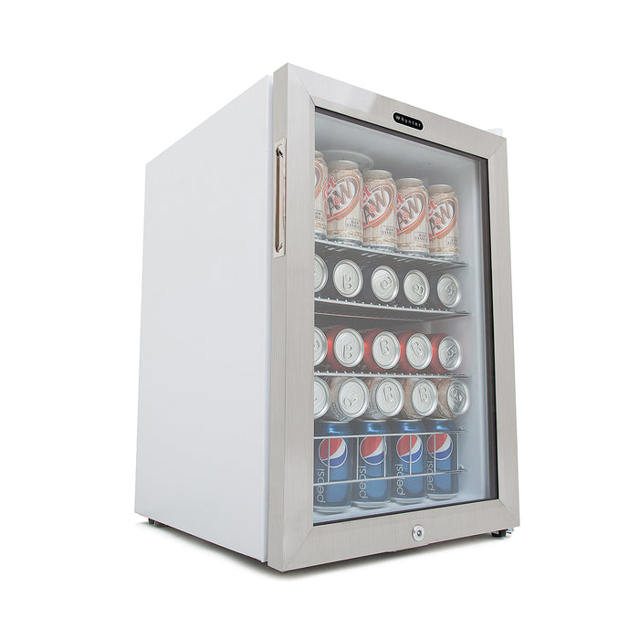 Whynter 90 Can Freestanding Beverage Refrigerator cooler With Lock Stainless Steel | BR-091WS