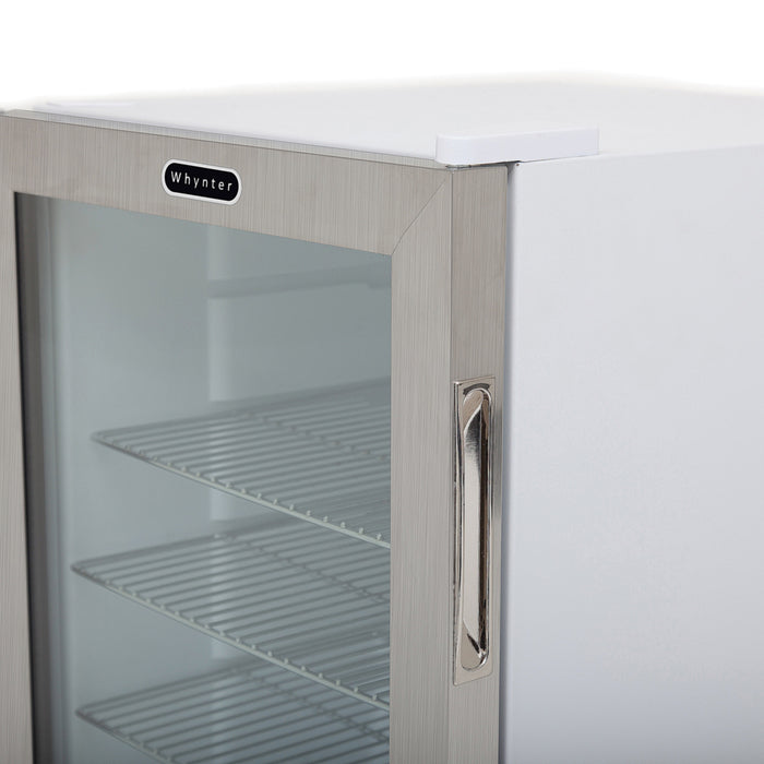 Whynter 90 Can Freestanding Beverage Refrigerator cooler With Lock Stainless Steel | BR-091WS