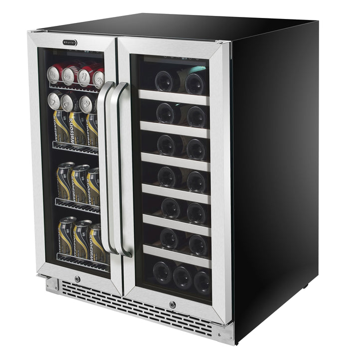 Whynter 30″ Built-In French Door Dual Zone 33 Bottle Wine Refrigerator 88 Can Beverage Center | BWB-3388FDS/BWB-3388FDSa