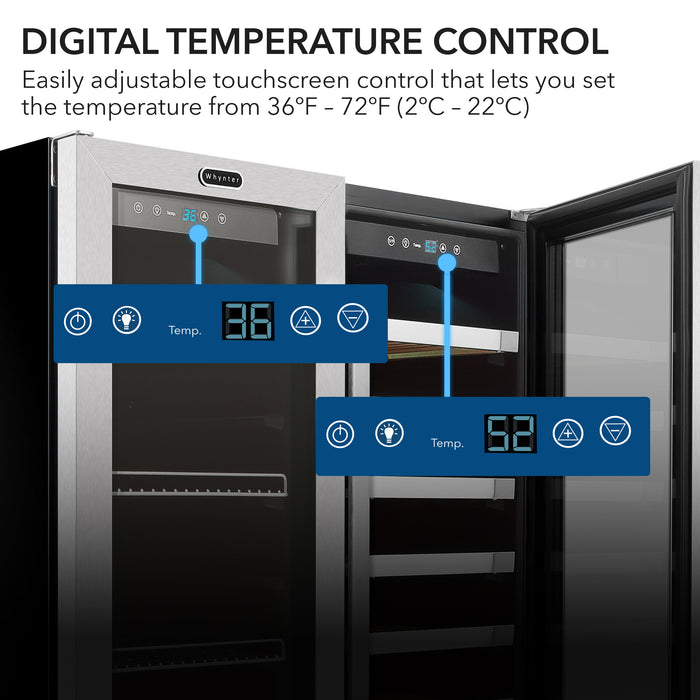 Whynter 30″ Built-In French Door Dual Zone 33 Bottle Wine Refrigerator 88 Can Beverage Center | BWB-3388FDS/BWB-3388FDSa