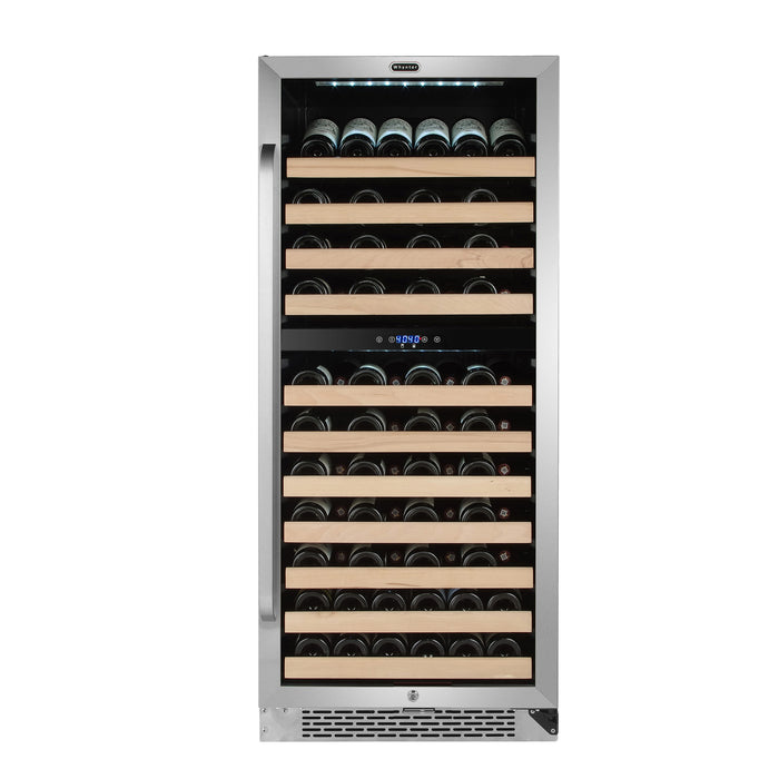 Whynter BWR-0922DZ/BWR-0922DZa 24" 92 Bottle Built-in Large Capacity Stainless Steel Dual Zone Compressor Wine Refrigerator with Display Rack and LED display