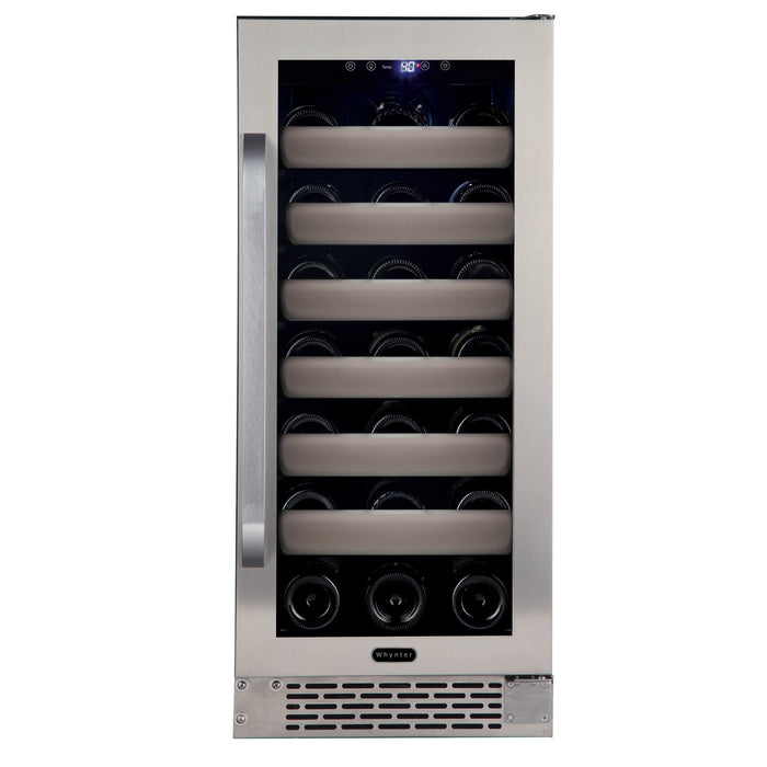 Whynter Elite 33 Bottle Seamless Stainless Steel Door Single Zone Built-in Wine Refrigerator | BWR-331SL