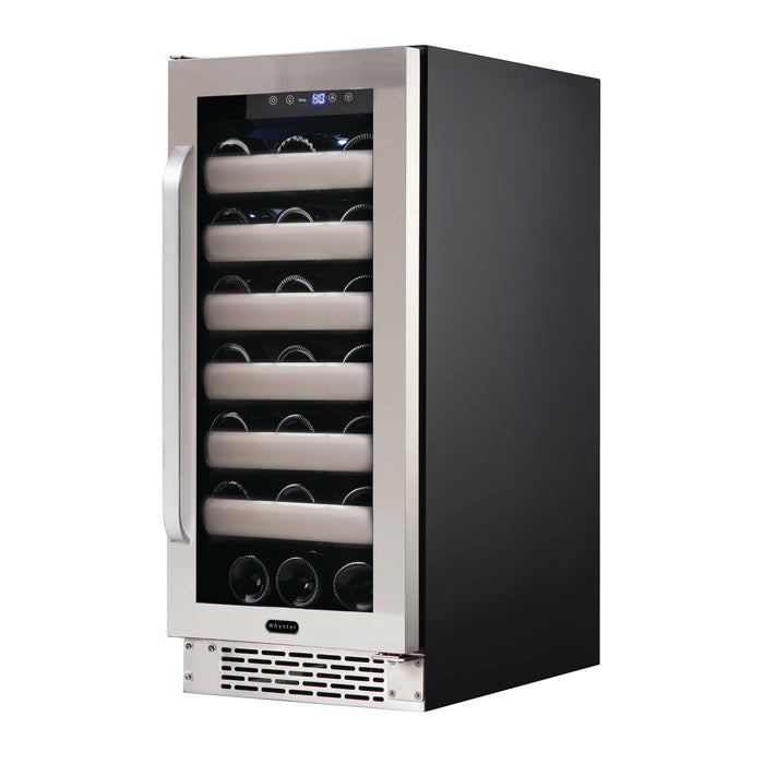 Whynter Elite 33 Bottle Seamless Stainless Steel Door Single Zone Built-in Wine Refrigerator | BWR-331SL