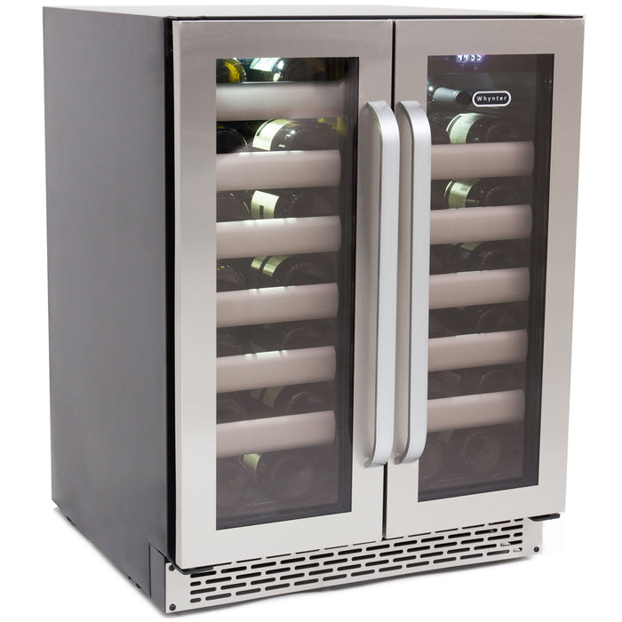 Whynter Elite 40 Bottle Seamless Stainless Steel Door Dual Zone Built-in Wine Refrigerator | BWR-401DS