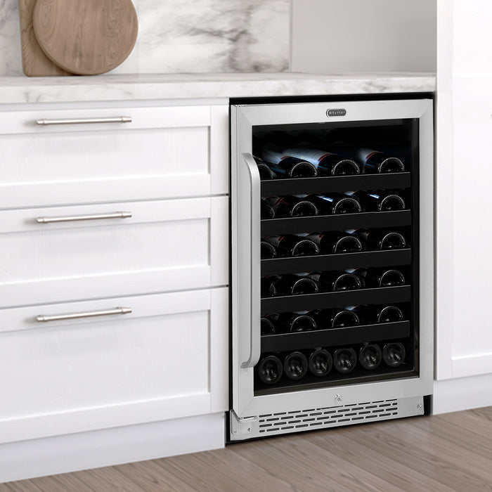 Whynter BWR-408SB 24 inch Built-In 46 Bottle Undercounter Stainless Steel Wine Refrigerator with Reversible Door, Digital Control, Lock, and Carbon Filter