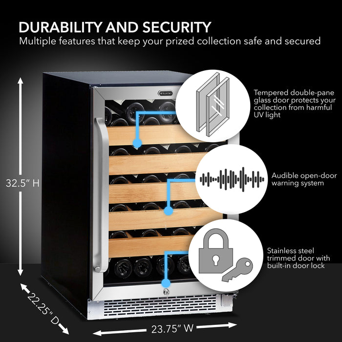 Whynter BWR-541STS/BWR-541STSa 24" Built-In Stainless Steel 54 Bottle Wine Refrigerator Cooler