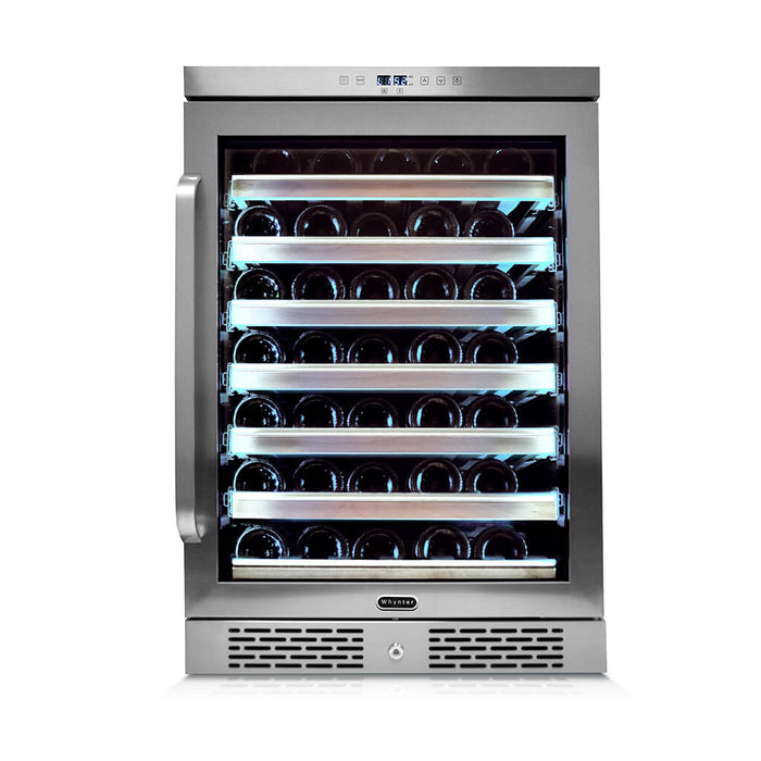 Whynter Elite Spectrum Lightshow 54 Bottle Stainless Steel 24 inch Built-in Wine Refrigerator with Touch Controls and Lock | BWR-545XS