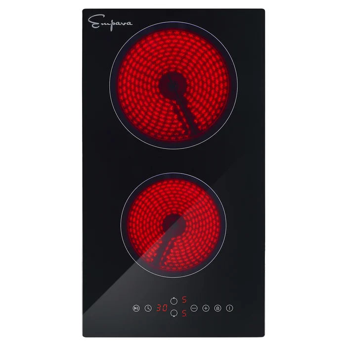 Empava 12 in. Built-in Electric Radiant Cooktop with 2 Elements in Black | EMPV-12REC10