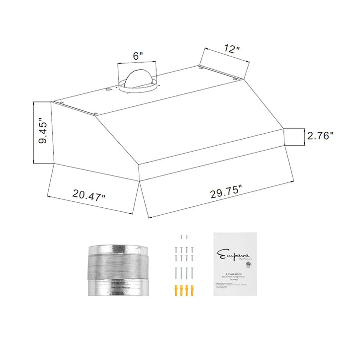 Empava 30 in. 400 CFM Ducted Under Cabinet Range Hood | EMPV-30RH07