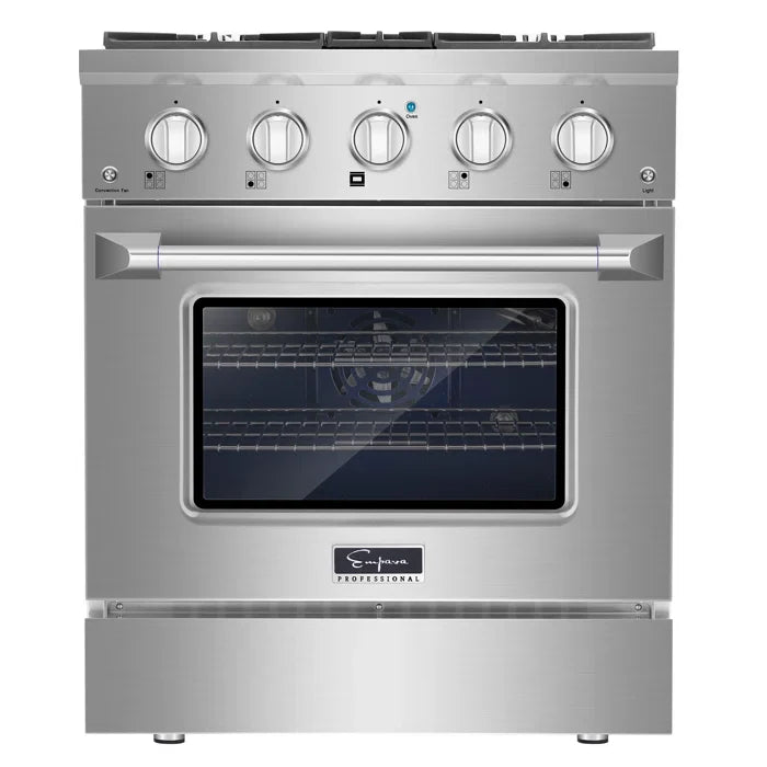 Empava 30 in. Pro-Style Slide-In Single Oven Gas Range 4.2-cu.ft with 4 Burners | EMPV-30GR07