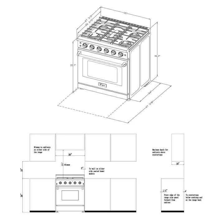 Empava 30 in. Pro-Style Slide-in Single Oven Gas Range 4.5-cu.ft with 5 Burners | EMPV-30GR10