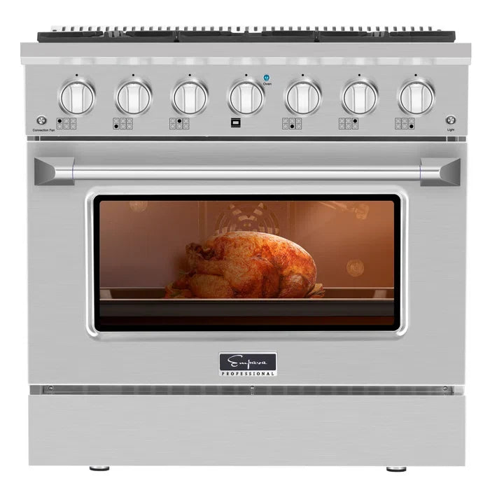 Empava 36 in. Pro-Style Slide-In Single Oven Gas Range 5.2-cu.ft with 6 Burners | EMPV-36GR08