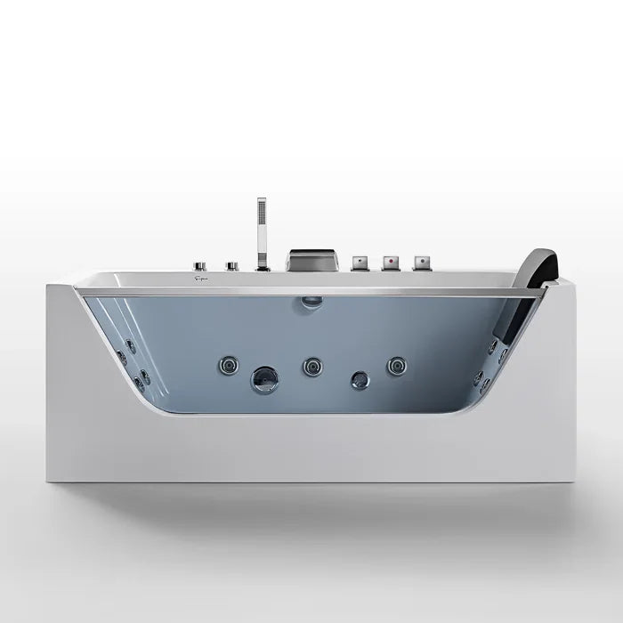 Empava 59 in. Alcove Whirlpool Rectangular Bathtub with LED Lights | EMPV-59JT408LED