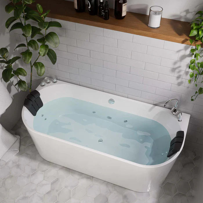 Empava 59 in. Hydromassage Freestanding Whirlpool Alcove Bathtub | EMPV-59AIS06