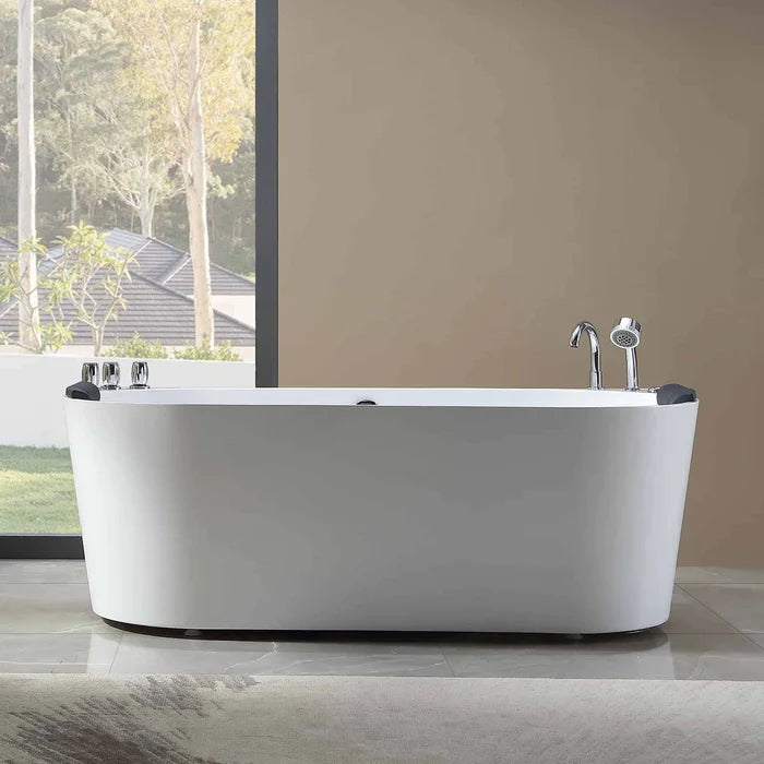 Empava 59 in. Hydromassage Freestanding Whirlpool Alcove Bathtub | EMPV-59AIS06