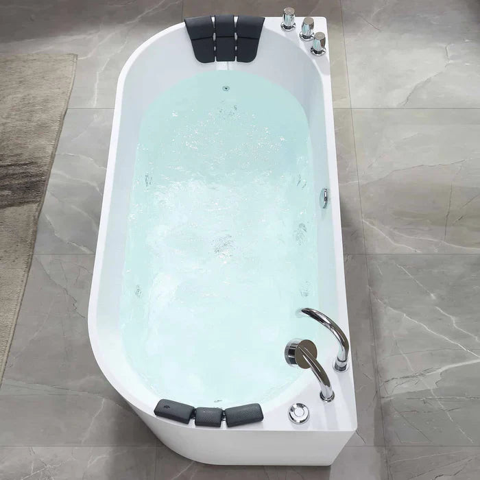 Empava 59 in. Hydromassage Freestanding Whirlpool Alcove Bathtub | EMPV-59AIS06