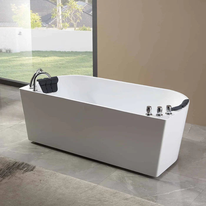 Empava 59 in. Hydromassage Freestanding Whirlpool Alcove Bathtub | EMPV-59AIS06