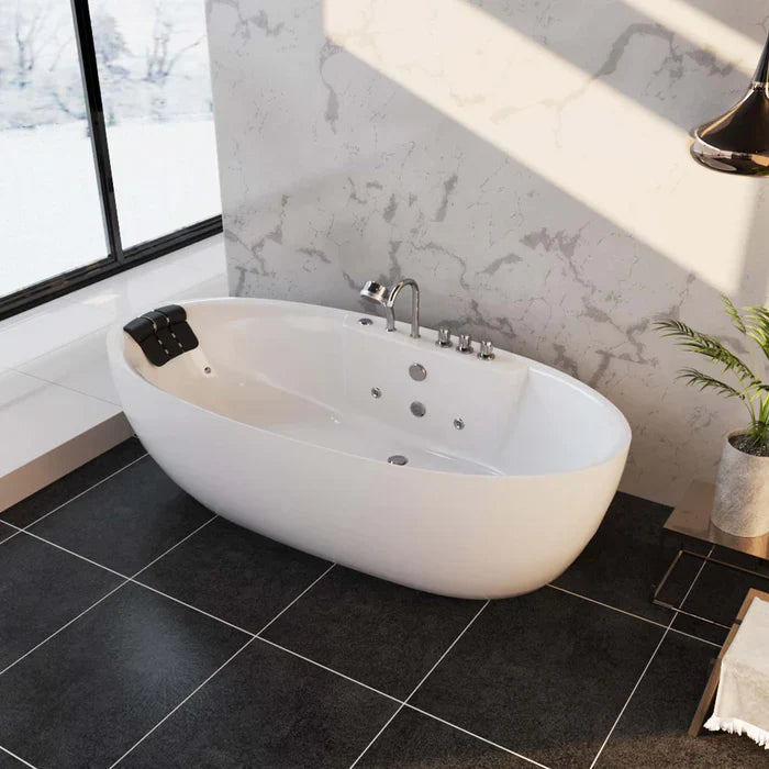 Empava 59 in. Freestanding Oval Whirlpool Bathtub | EMPV-59AIS12