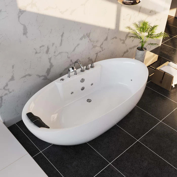 Empava 59 in. Freestanding Oval Whirlpool Bathtub | EMPV-59AIS12