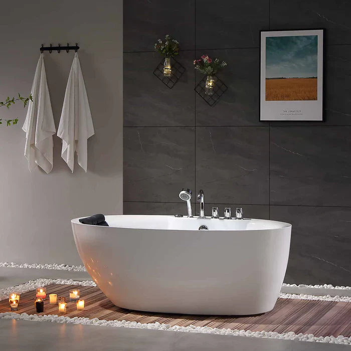 Empava 59 in. Freestanding Oval Whirlpool Bathtub | EMPV-59AIS12