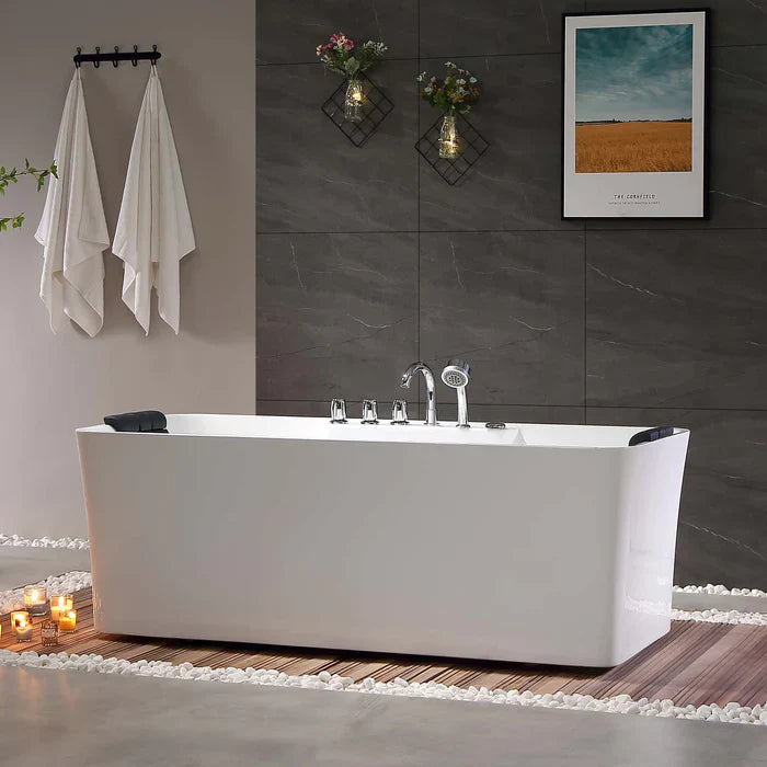 Empava 59 in. Freestanding Rectangle Whirlpool Bathtub | EMPV-59AIS15