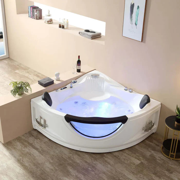 Empava 59 in. Hydrotherapy Corner Whirlpool Bathtub with LED Lights | EMPV-59JT319LED