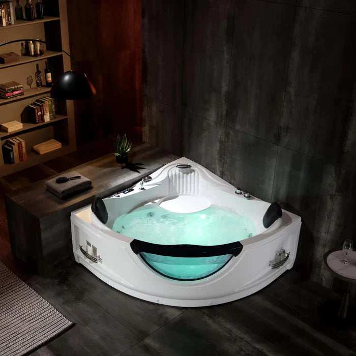 Empava 59 in. Hydrotherapy Corner Whirlpool Bathtub with LED Lights | EMPV-59JT319LED