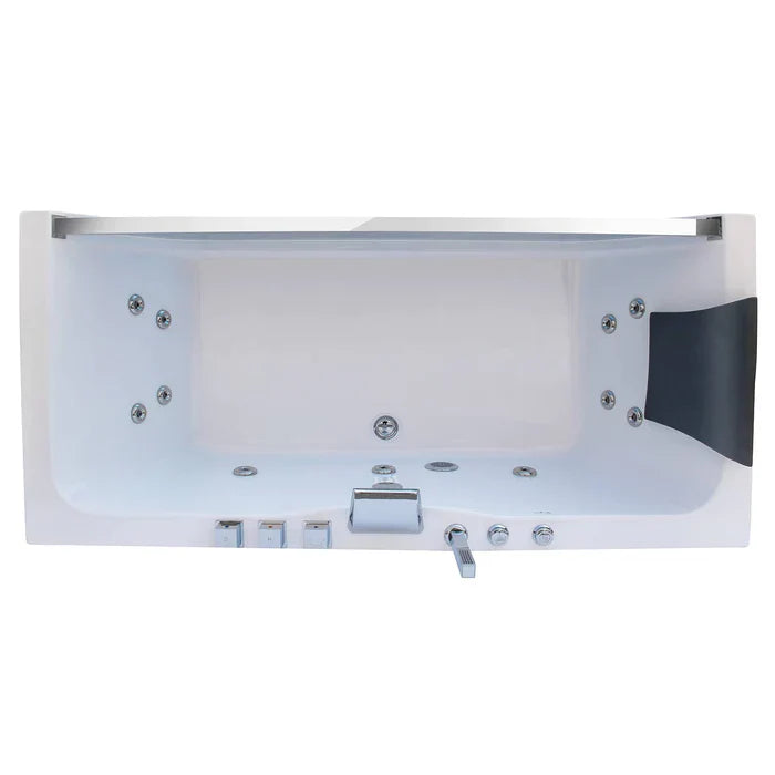 Empava 59 in. Alcove Whirlpool Rectangular Bathtub with LED Lights | EMPV-59JT408LED