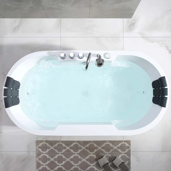 Empava 67 in. Freestanding Oval Whirlpool Bathtub | EMPV-67AIS17