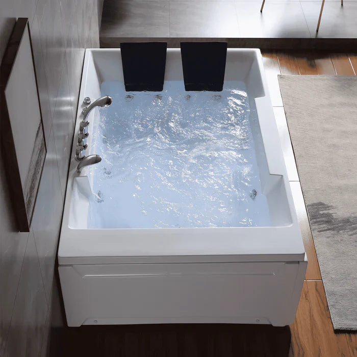 Empava 72 in. Alcove Whirlpool 2 Person Rectangular Bathtub with LED Lights | EMPV-72JT367LED