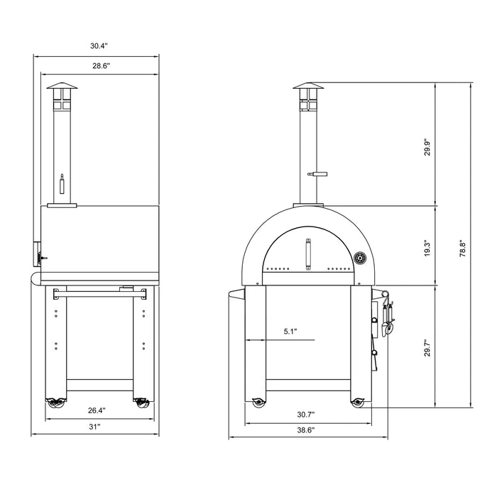 Empava Outdoor Wood Fired Pizza Oven in Stainless Steel | EMPV-PG01