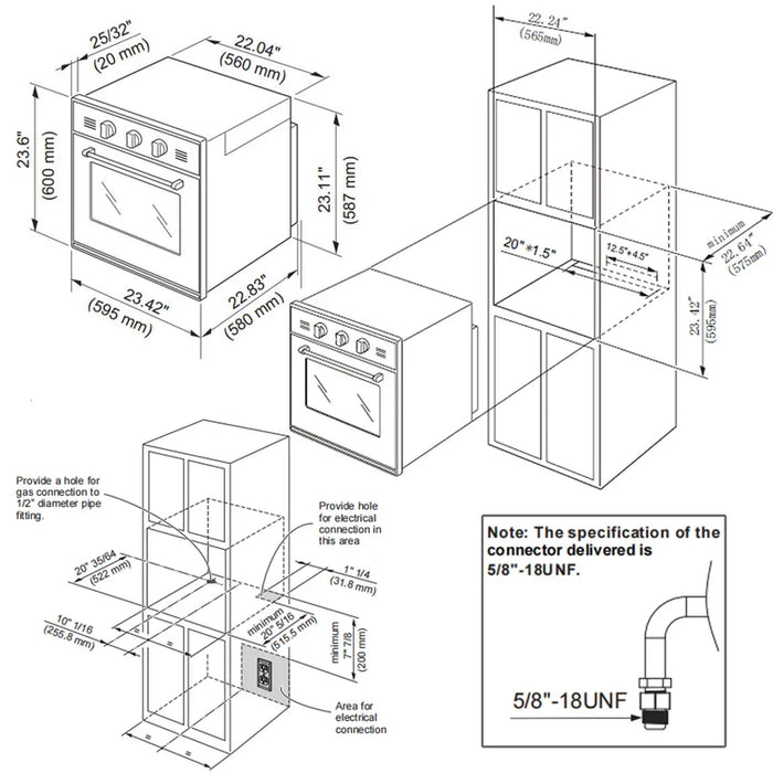 Empava 24 in. 2.3 Cu. ft. Single Propane Gas Wall Oven | EMPV-24WO10L