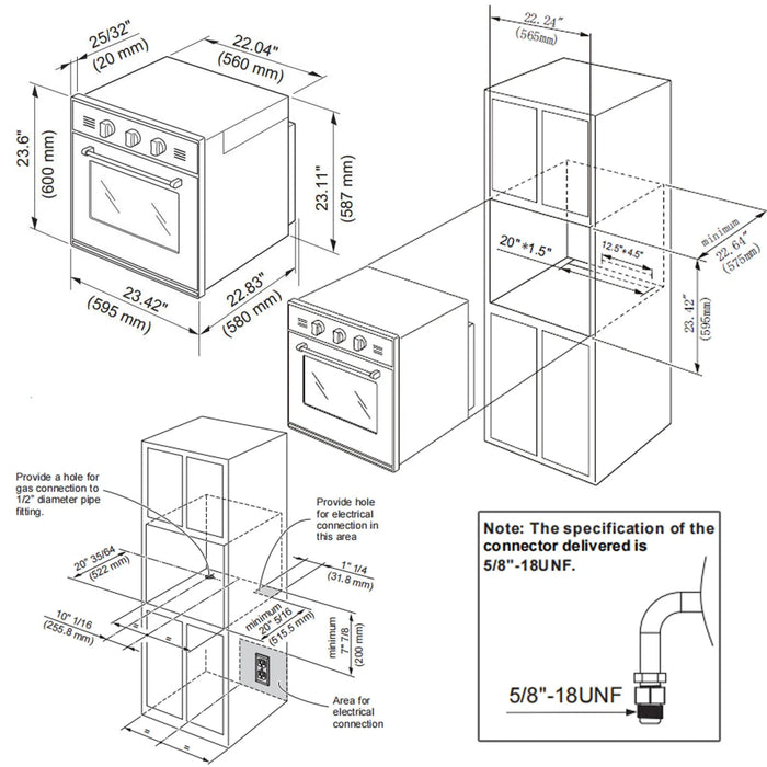 Empava 24 in. 2.3 Cu. ft. Single Propane Gas Wall Oven | EMPV-24WO11L