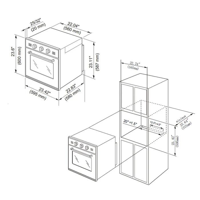 Empava 24 in. 2.3 Cu. ft. Single Natural Gas Wall Oven | EMPV-24WO09