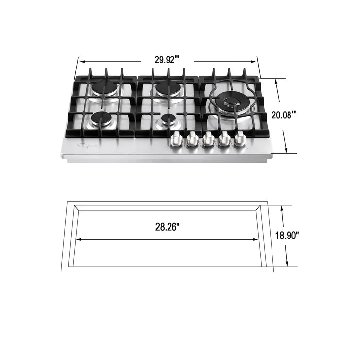 Empava 30 in. Built-in Stainless Steel Gas Stove Cooktop with 5 Burners | EMPV-30GC38