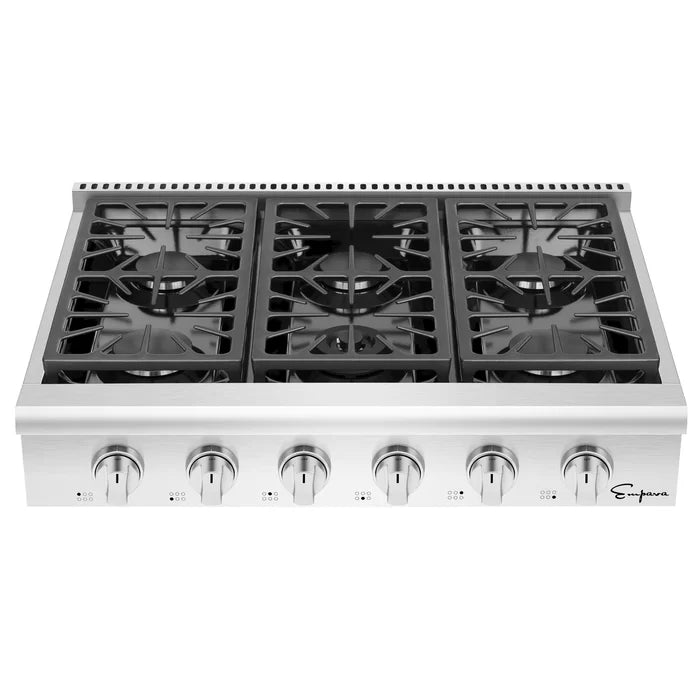 Empava 36 in. Pro-style Built-in Slide-in Gas Cooktops with 6 Burners | EMPV-36GC31