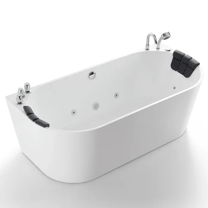 Empava 59 in. Hydromassage Freestanding Whirlpool Alcove Bathtub | EMPV-59AIS06