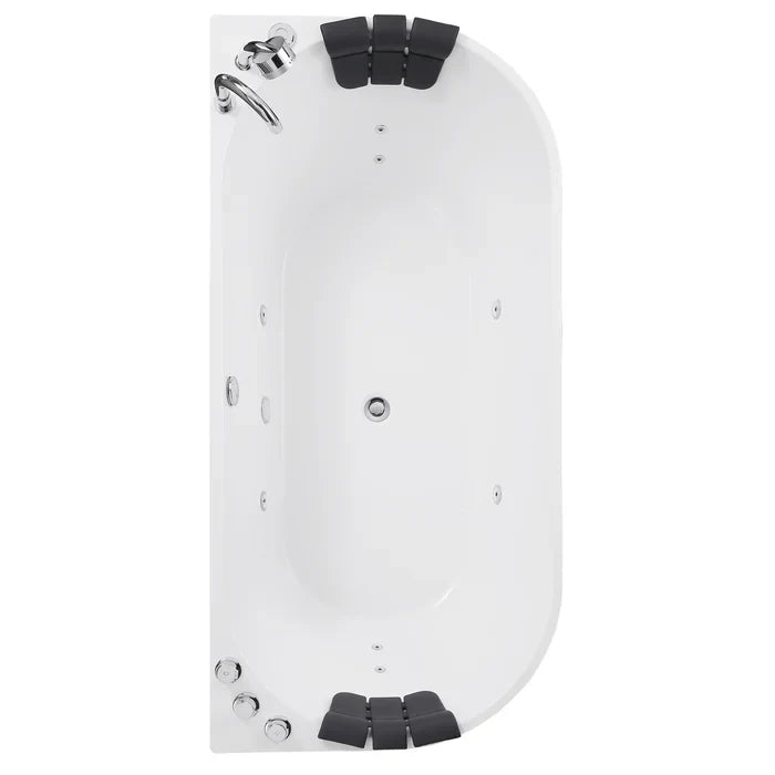 Empava 59 in. Hydromassage Freestanding Whirlpool Alcove Bathtub | EMPV-59AIS06