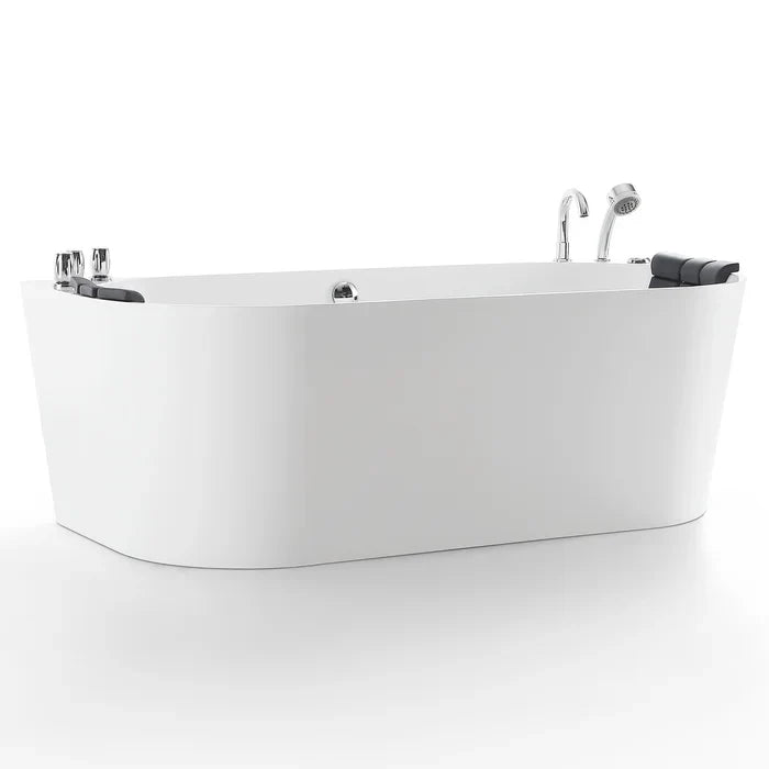 Empava 59 in. Hydromassage Freestanding Whirlpool Alcove Bathtub | EMPV-59AIS06