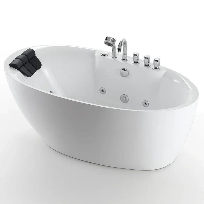 Empava 59 in. Freestanding Oval Whirlpool Bathtub | EMPV-59AIS12